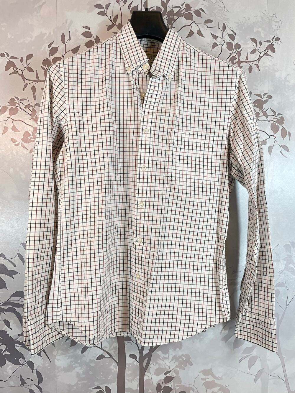 J.Crew Mens M Secret Wash Slim Untucked Stretch Grid Plaid Button Down Shirt